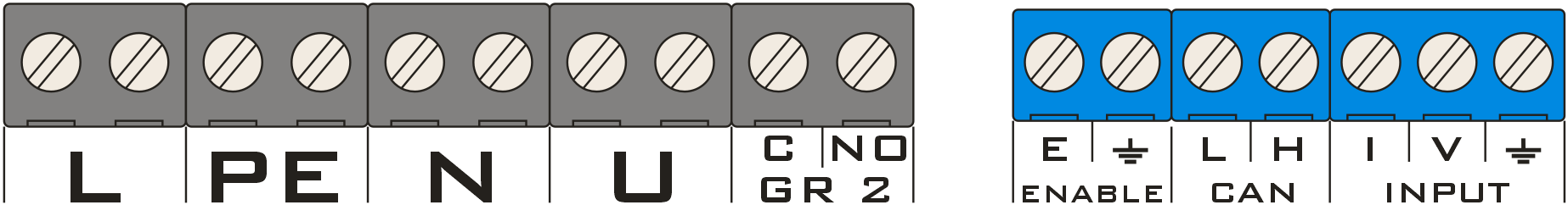 电源、风机、GR 2、ENABLE、CAN 和 INPUT 端子